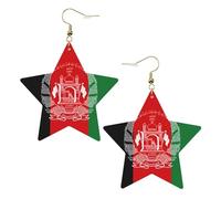 Flag Of Afghanistan Leather Star Shaped Earrings Fashion Accessories Lightweight Festivals Parties Everyday Life