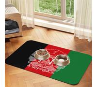 Flag of Afghanistan print Cats Pet Bowl Placemat Pet Feeding Mats for Dogs, Non-Slip PU Leather Tablecloth for Pets