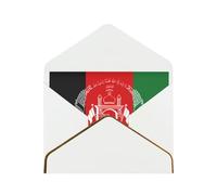 Flag of Afghanistan Print Gold-Edged Pearl Paper Greeting Card w/Envelope - Holiday, Birthday, Valentine's Wedding