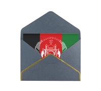 Flag of Afghanistan Print Gold-Edged Pearl Paper Greeting Card w/Envelope - Holiday, Birthday, Valentine's Wedding