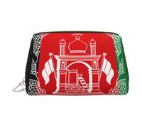 Flag of Afghanistan Print Leather Makeup ba Leather Makeup Bag - Stylish Travel & Toiletry Companion