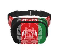 Flag of Afghanistan Print Men and Women Square Double Layer Waist Bag Workout Crossbody Travel Waist Bag, Black, One Size