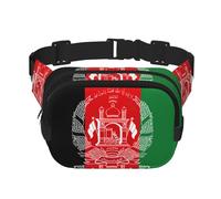 Flag of Afghanistan Print Square Waist Purse Double Layer Fanny BagTrendy Travel Waist Bag for Men and Women, Black, One Size