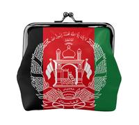 Flag of Afghanistan Printed Microfiber PU Leather Wallet Kiss Lock Mini Pouch for Lipstick Key Change Organization
