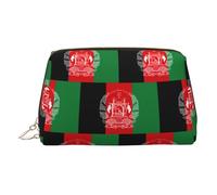 Flag of Afghanistan Toiletry Cosmetics Bag, Portable Travel Cosmetic Makeup Bag,PVC Leather,with Compartments