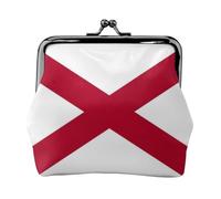 Flag of Alabama Leather Kiss Lock Coin Purse-Small Mini Wallet for Women