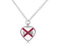 Flag of Alabama State Custom Urn Necklace for Ashes Heart Keepsake Pendant Jewelry Memorial Cremation