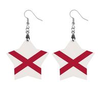 Flag of Alabama Wooden Earrings Lightweight Vintage Wood Pendants Classic Artistic Earring Hooks Jewelry Gifts for Women Circular