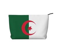 Flag of Algeria Pattern Large Capacity Corduroy Cosmetic Bag, Fashionable Waterproof toiletries Storage Bag