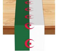 Flag of Algeria Printed Table Runner, Farmhouse Spring Floral Decor, Autumn Fall Harvest Dining Scarf