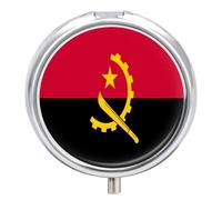 Flag of Angola Small Pill Organizer with 3 Compartments Travel Medicine Case Portable Round Vitamin Storage Box