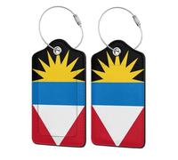 Flag of Antigua and Barbuda Luggage Tag for Suitcase Leather Suitcase Tags with Privacy Cover for Travel Bag Suitcase