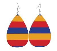 Flag of Armenia Leather Earring Pairs Teardrop Faux Leather Earrings Set for Women Lightweight Leather Dangle Drop Earrings.
