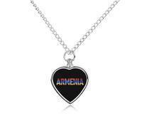 Flag of Armenia Pet Ashes Necklace Heart Silver Classic Pet Pendant Memorials Funerary for Dog Cat Lover
