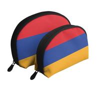 Flag of Armenia Portable Bags Clutch Pouch.2-Piece Makeup Bag Set, Large & Small Travel Cosmetic Pouches