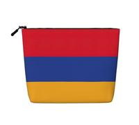 Flag of Armenia Print Cosmetic Bag for Women,Faux Linen Makeup Bag Large Capacity,Perfect for Travel Daily Use