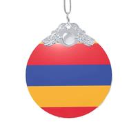 Flag of Armenia print Golden Glass Round Pendant - fit for holiday decoration, home and office decor