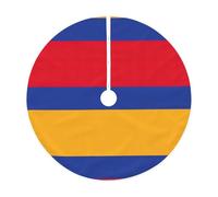 Flag Of Armenia Print Rustic Xmas Tree Skirt,Perfect For Christmas,Halloween And New Year Celebrations