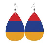 Flag of Armenia Teardrop-shaped leather earrings, clothing decoration, suitable for festival parties, holidays and daily life
