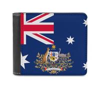 Flag of Australia Australian Coat of Arms Leather Minimalist Wallet for Men Women Slim Bifold Purse with Card Holder