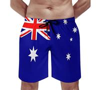 Flag of Australia Swim Trunks with Pockets Summer Beach Swimsuit Shorts Funny Board Shorts for Men M