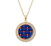 Flag of Australia with Aboriginal Fashion Diamond Round Pendant Necklace Multicolored Necklaces Gift for Wife Mother Girlfriend