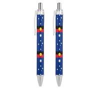 Flag of Australia with Aboriginal Fashion Retractable Ballpointpen 0.5 Fine Writing Pens Black Ink Click Pen Office Supplies 2 PCS