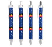 Flag of Australia with Aboriginal Fashion Retractable Ballpointpen 0.5 Fine Writing Pens Black Ink Click Pen Office Supplies 4 PCS