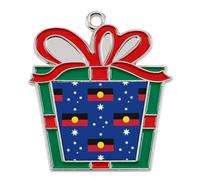Flag of Australia with Aboriginal Funny Christmas Pendant Charms Metal Hanging Xmas Tree Ornament Necklace Jewelry Circular