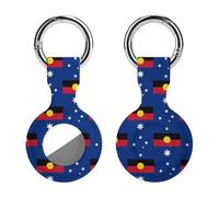Flag of Australia with Aboriginal Funny GPS Cases Holder with Key Chain Ring Protective Cover Compatible with Airtag 1PCS
