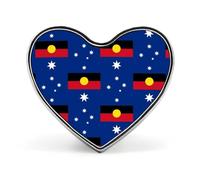 Flag of Australia with Aboriginal Heart Metal Brooches Small 1" Badge Pin Decorative Lapel Pins Gift Clothing Hat Accessory