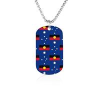Flag of Australia with Aboriginal Personalized Memorial Necklace Rectangle Charms Pendant Gift Tag for Friend Family 23.6in(60cm)