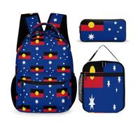Flag of Australia with Aboriginal Printed Dayback Set with Lunch Bag And Pencil Case Lightweight Classic Backpack Set 3pcs