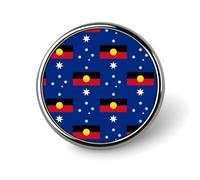 Flag of Australia with Aboriginal Round Metal Brooches Small 1" Badge Pin Decorative Lapel Pins Gift Clothing Hat Accessory