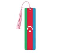 Flag of Azerbaijan 5 Pc Artistic Bookmark Set for Women, Tassel Wooden Bookmarks Study Supplies