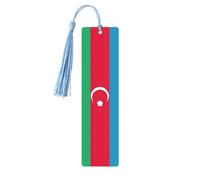 Flag of Azerbaijan 5 Pc Artistic Bookmark Set for Women, Tassel Wooden Bookmarks Study Supplies