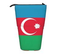 Flag of Azerbaijan Expandable Stand Pencil Pouch, Multi-Design Oxford Fabric, Adjustable Height, Multi-Use Cosmetic Bag