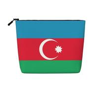 Flag of Azerbaijan Faux Linen Makeup Pouch-Lightweight Travel Case