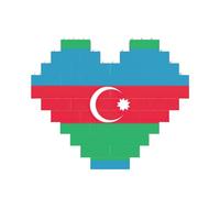 Flag of Azerbaijan Print Building Brick Block Puzzle Heart Shape Brick Puzzle 3D Jigsaw DIY Home Decor