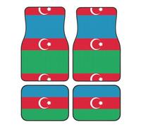 Flag of Azerbaijan Print Car Floor Mat Four-Piece Set - Durable & Stylish Automotive Floor Rugs - Interior Car Accessories