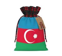 Flag of Azerbaijan Print Christmas Drawstring Bags Reusable Santa Sack,for Candy,Wedding,Gifts And Storage