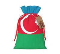 Flag of Azerbaijan Print Drawstring Favor Bags, S Holiday Pouches, Treat Sacks, Christmas Treat Bags