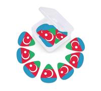 Flag of Azerbaijan print Guitar Picks 12 Pack, Mixed (0.46-0.96mm) with Storage Case for Guitar,ukulele