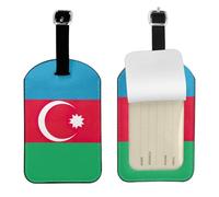 Flag of Azerbaijan Print Luggage Travel Bag Tags Luggage Tag Holder Name Labels Set for Men Women