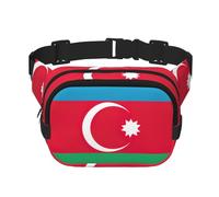 Flag of Azerbaijan Print Men and Women Square Double Layer Waist Bag Workout Crossbody Travel Waist Bag, Black, One Size