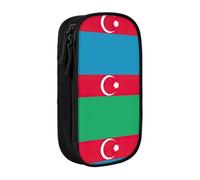 Flag of Azerbaijan Print Practical Pencil Case Multi-Compartment Office Travel School Art Daily Supplies