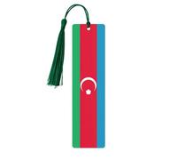 Flag of Azerbaijan Print Reading Page Markers Bookmarks, 5pcs Wood Bookmarks with Tassels, Gifts for Book Lovers