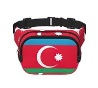 Flag of Azerbaijan Print Square Waist Purse Double Layer Fanny BagTrendy Travel Waist Bag for Men and Women, Black, One Size, Black, One Size