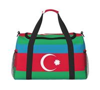 Flag of Azerbaijan Print Travel Foldable Waterproof Lightweight Carry On Luggage Bag with Shoulder Strap
