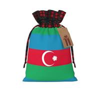Flag Of Azerbaijan Printing Color Matching Plaid Christmas Bag With Drawstring For Christmas Birthdays Party,4.7x6.9 Inch